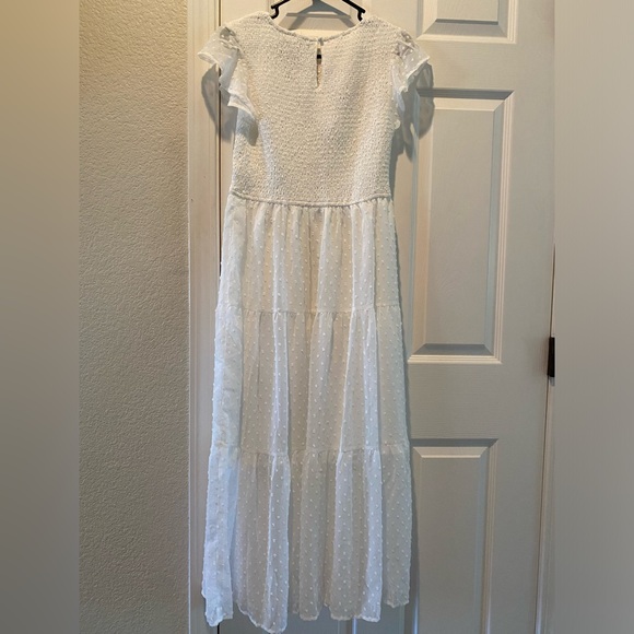 Merokeety Women’s Short Sleeve Swiss Dot Dress, White -Medium - Picture 8 of 11